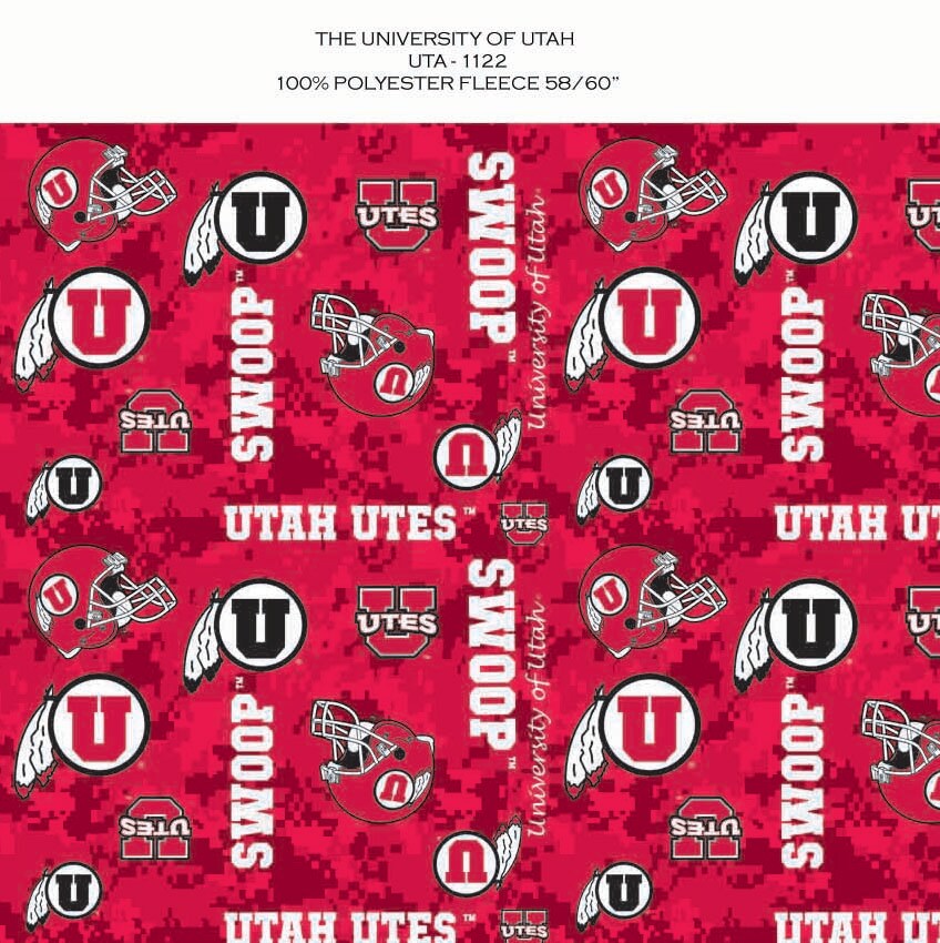 Sykel Enterprises-University of Utah Fleece Fabric-Utah Utes Digi Camo Fleece Blanket Fabric-Sold by the yard