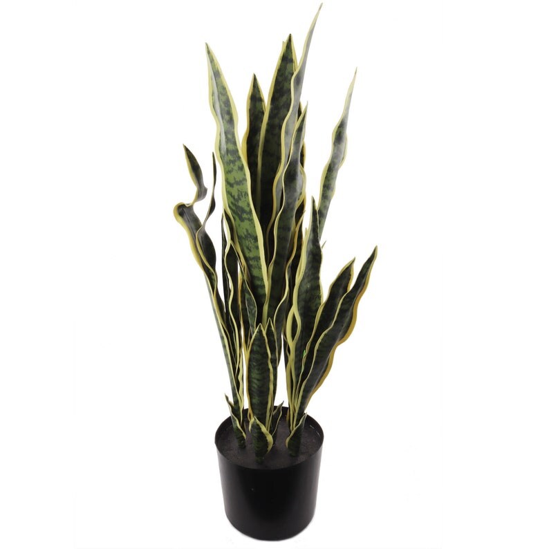 36" Real Touch Silk Snake Plant in Black Pot Add a Touch of Nature to