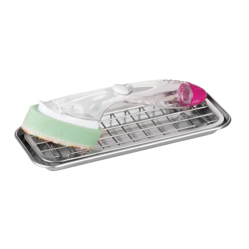 mDesign Kitchen Soap Dish Tray Drainage Grid & Holder for Kitchen