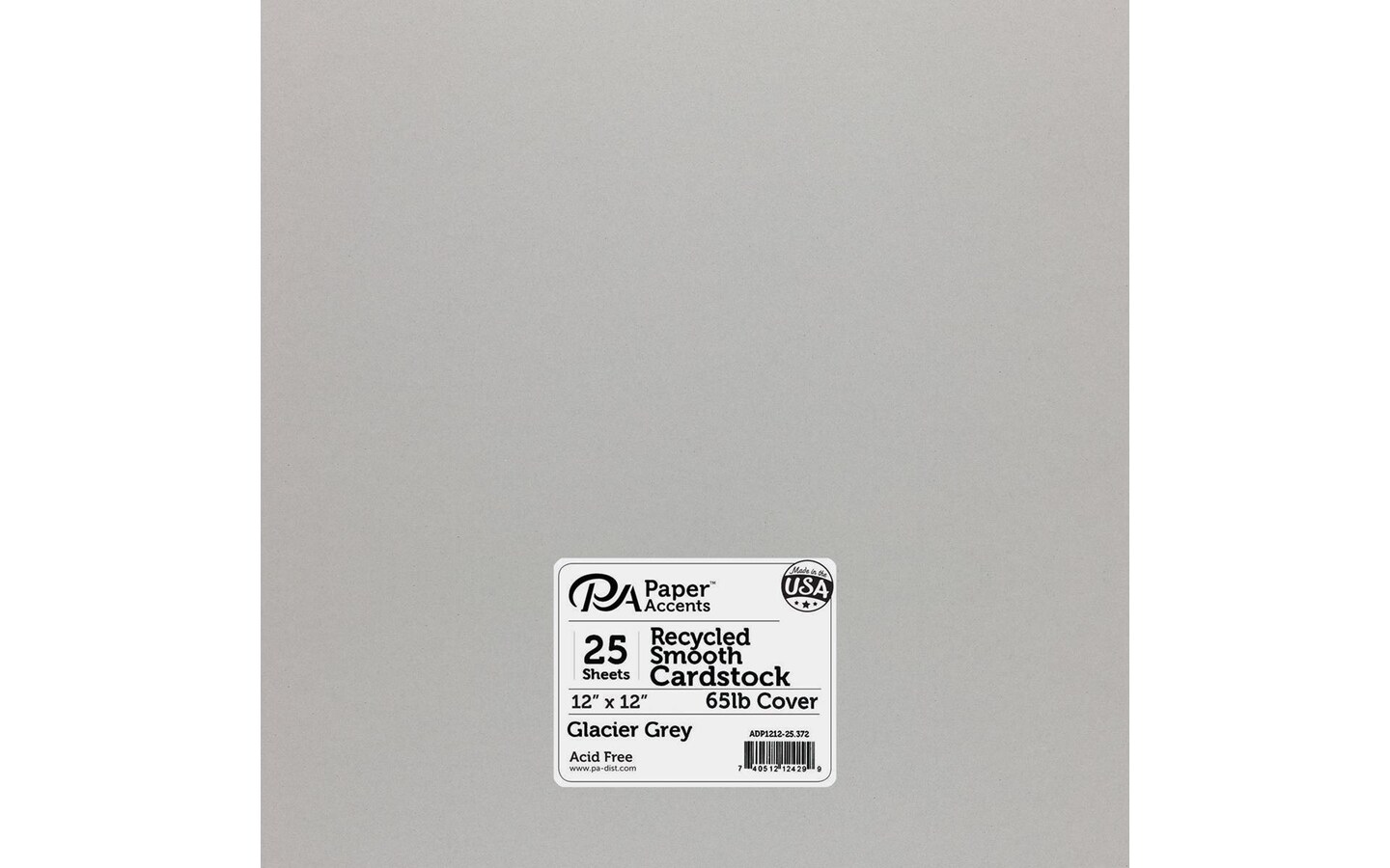 PA Paper Accents Recycled Cardstock 12" x 12" Glacier Grey, 65lb