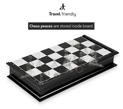 Magnetic Travel Chess Set with Board That Becomes A Storage Compartment