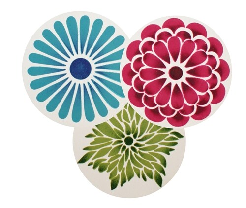 Modern Flower Cookie Stencil Set | C559 by Designer Stencils | Cookie Decorating Tools | Baking Stencils for Royal Icing, Airbrush, Dusting Powder | Reusable Plastic Food Grade Stencil for Cookies | Easy to Use & Clean Cookie Stencil