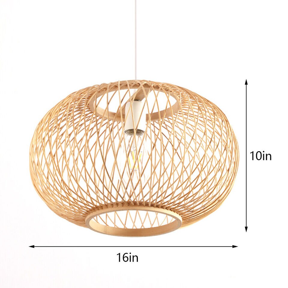 Kitcheniva Woven Pendant Light Fixture Ceiling Lamp Chandelier Beige Bamboo Wicker Rattan
