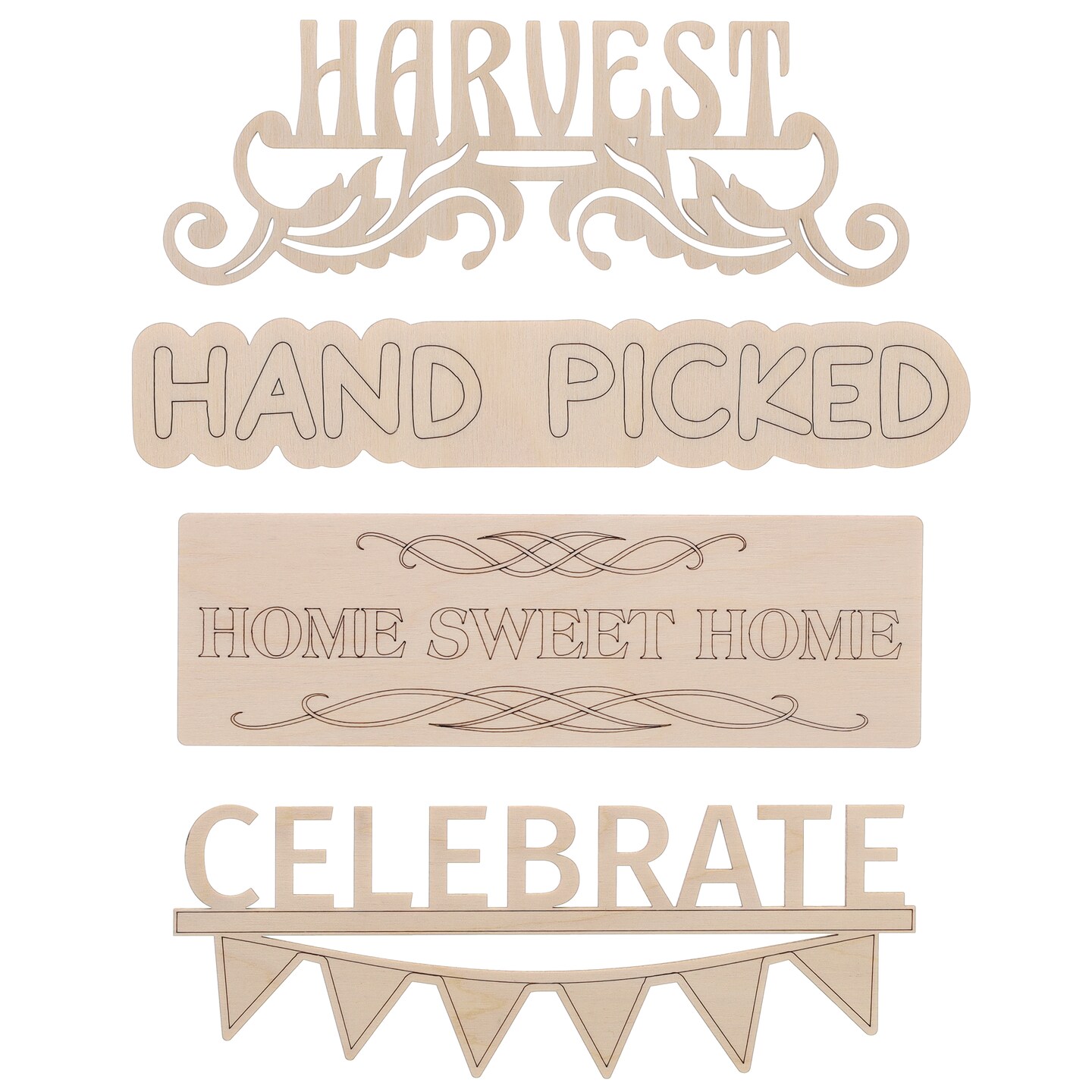 Hampton Art Crate D cor, Harvest 8.5"x1.5" to 9"x3", 4pc, Unfinished