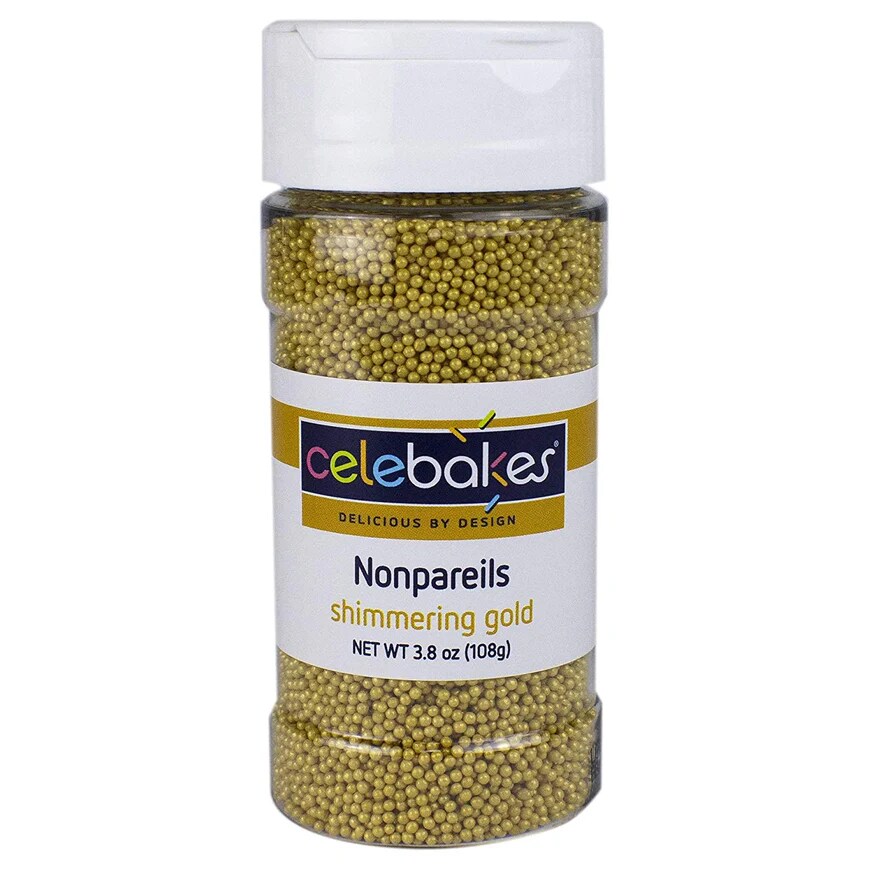 Celebakes Shimmering Gold Nonpareils, 3.8 oz.
