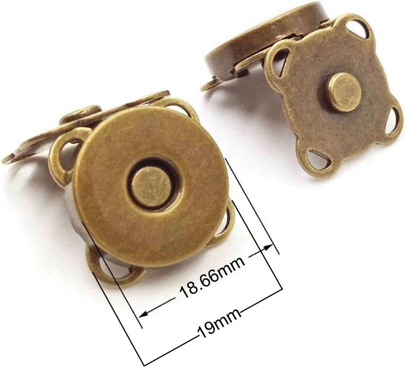 10 Sets Bronze Sew in Magnetic Bag Clasps Button Snaps Tone Purse for Closure Handbag Clothes Sewing Craft No Tools Required Plum Blossom 19mm (Bronze)