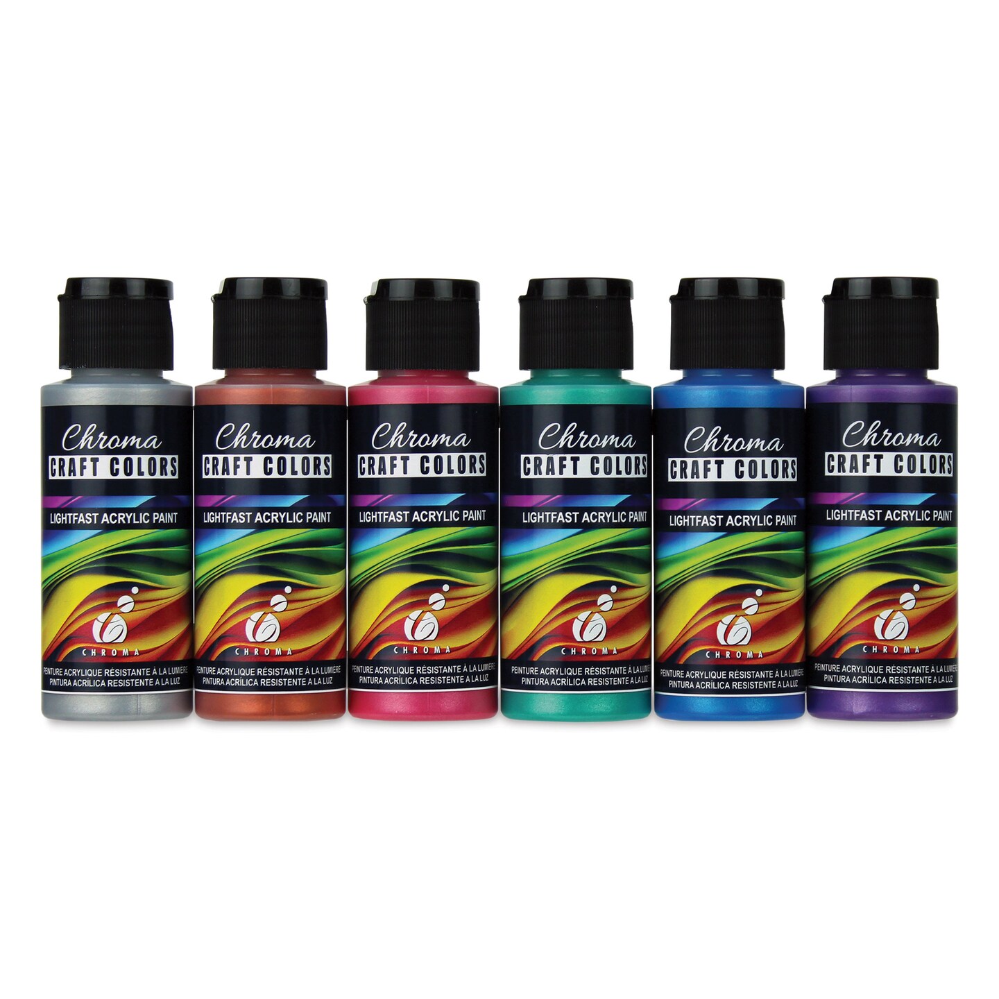 Chroma Craft Colors Acrylic Paints - Metallic Colors, Set of 6, 2 oz