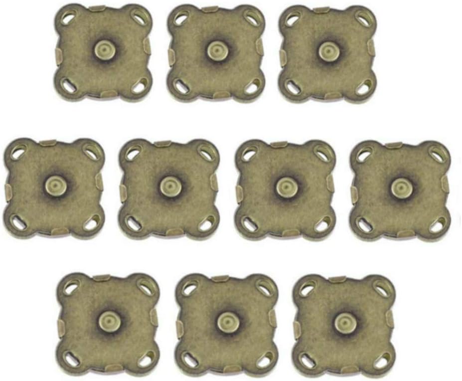 10 Sets Bronze Sew in Magnetic Bag Clasps Button Snaps Tone Purse for Closure Handbag Clothes Sewing Craft No Tools Required Plum Blossom 19mm (Bronze)