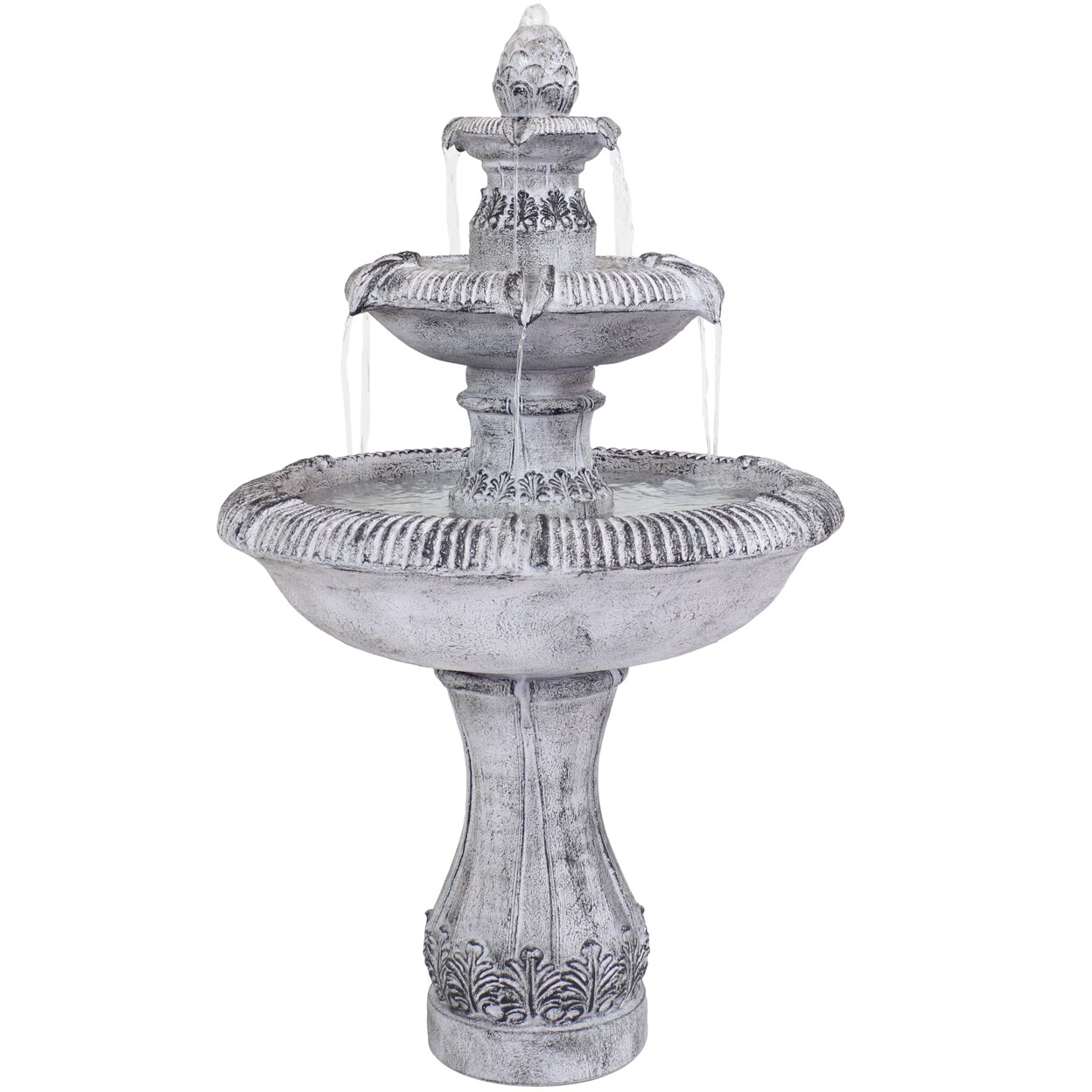 Sunnydaze Mediterranean Reinforced Concrete Outdoor 3-Tier Water Fountain
