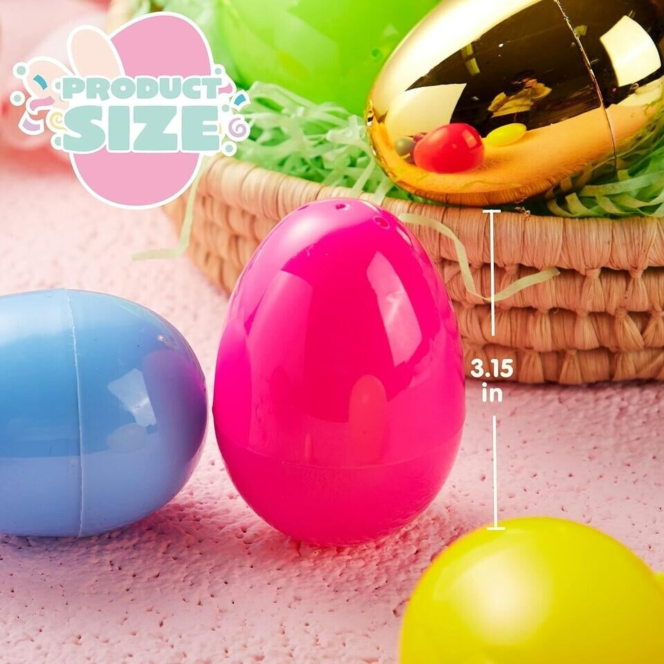 144 PCS 3.15&#x22; Plastic Easter Eggs, 6 Golden Eggs Colorful Plastic Eggs Bulks