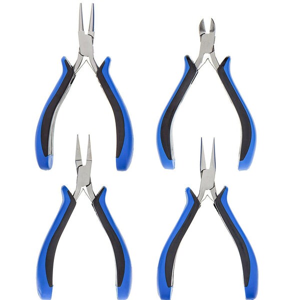 2K Ecco Jewelry Making Plier Kit (Round Nose Plier, Chain Nose Plier, Flat Nose Plier and Side Cutters)