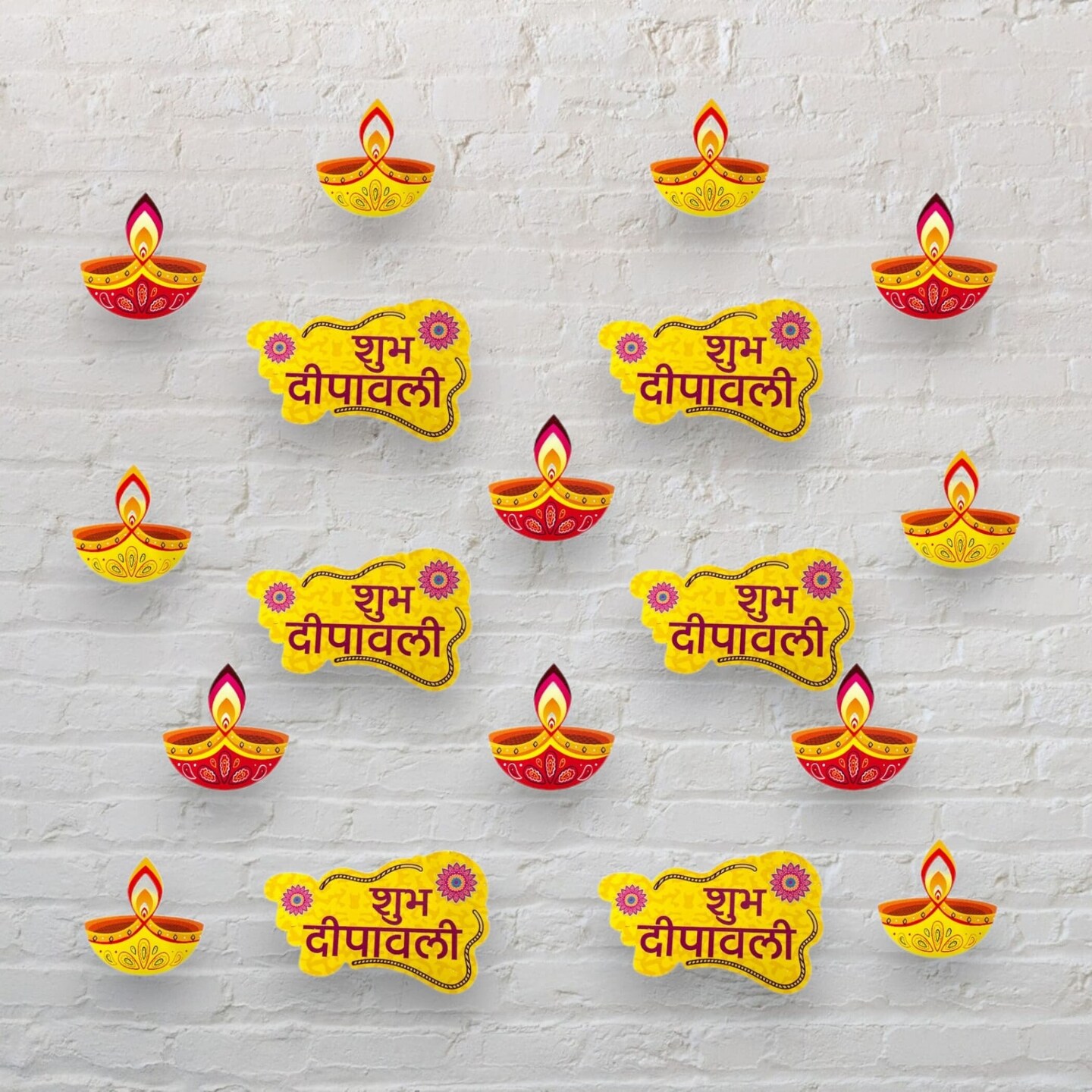 16pcs Diy Diwali Wall Decor, Diwali Paper Cutouts, Diwali Wall Decoration, Diwali Home Decor, Diwali Backdrop, Diwali Diya, Shubh Diwali