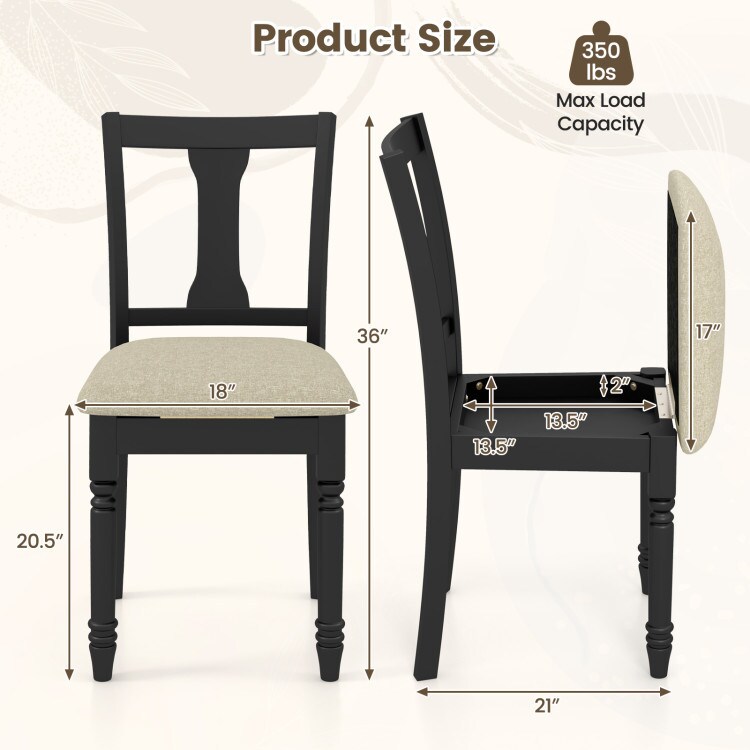 Kitchen Dining Chair with Linen Fabric and Storage Space