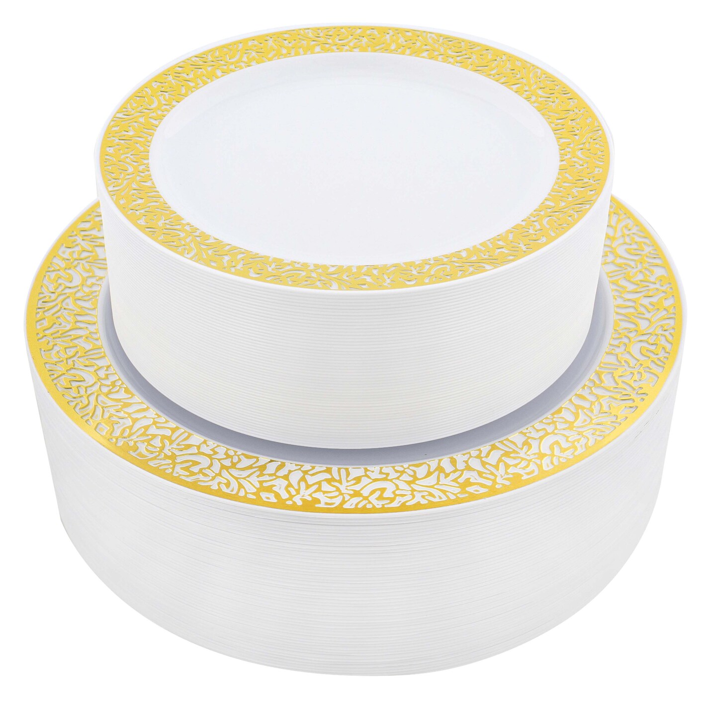 Spec101 Plastic Plates Disposable Dinnerware - 102pc 7.5in and 10.25in Plates