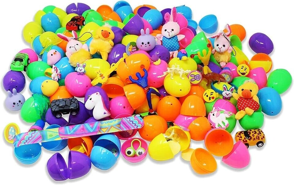 200 Pcs Toys Plus Stickers prefilled Easter Eggs for Easter Theme Party Favor