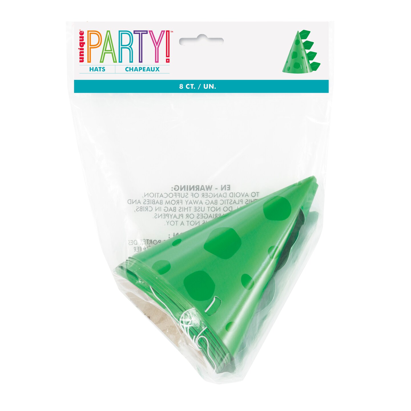 Blue &#x26; Green Dinosaur Party Hats, 8ct