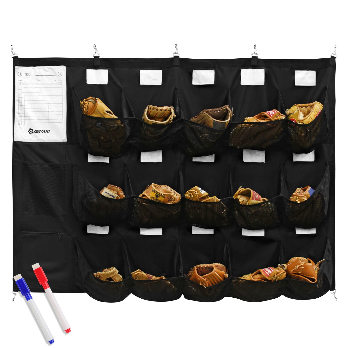 Get Out! Softball Bucket Ball Organizer - Hanging Baseball Helmet Bag for Dugout