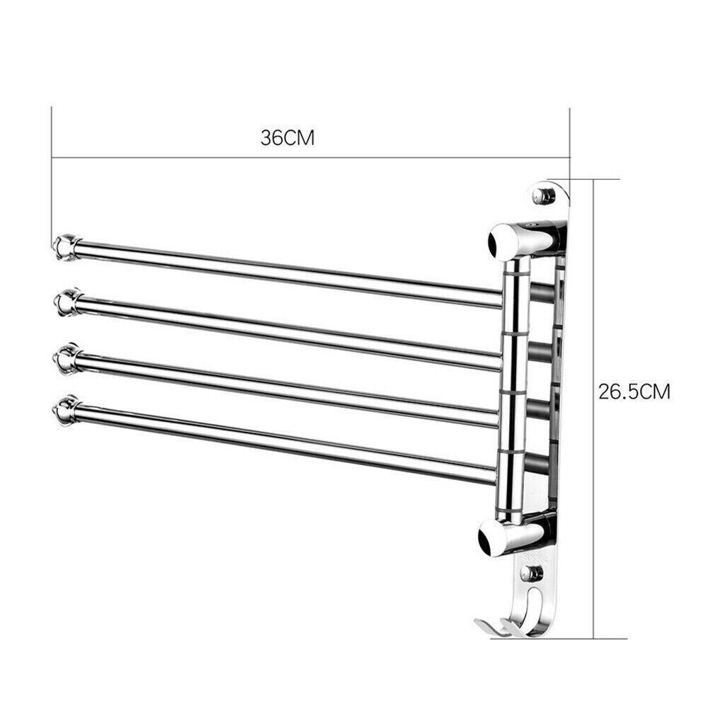 Kitcheniva Stainless Steel Bathroom 4-Swivel Bar Towel Rail Rack