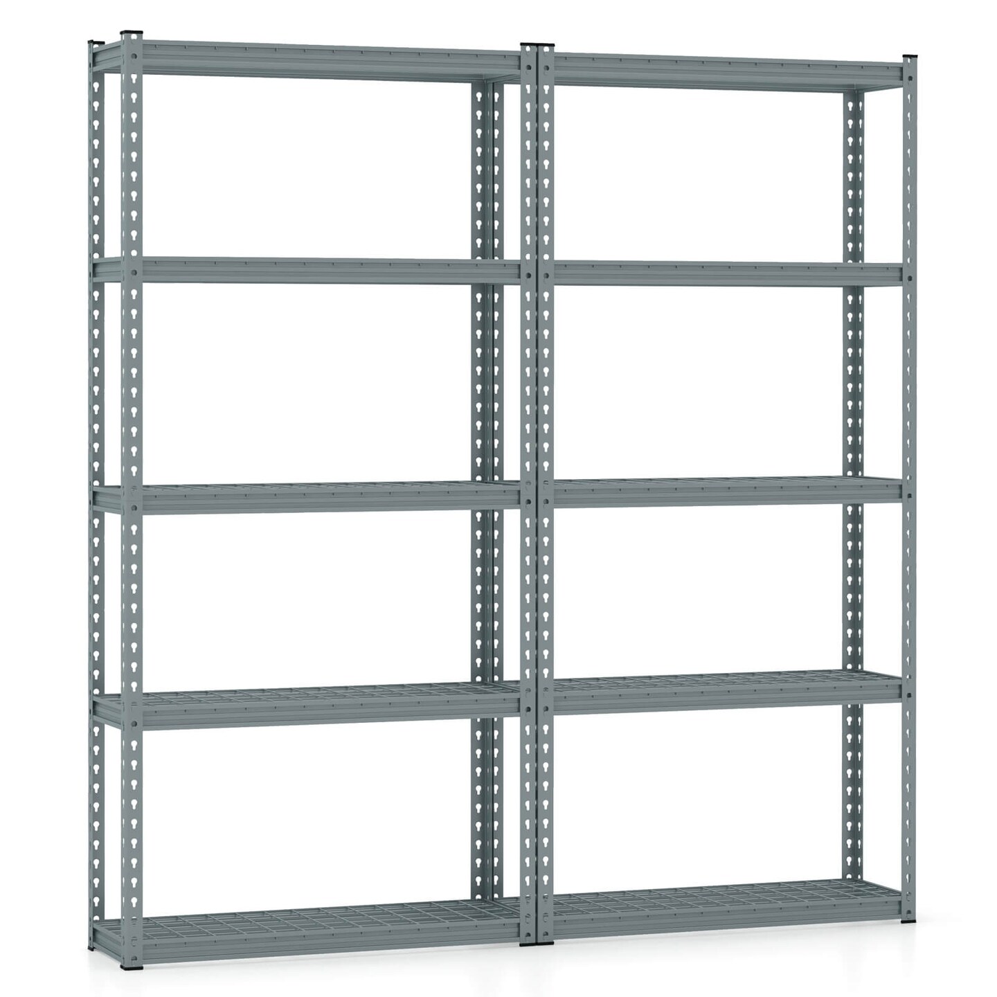 Costway 1/2/3/4 PCS 5-Tier Heavy Duty Storage Shelf Storage Utility Rack Shelf with Anti-tipping Device Grey