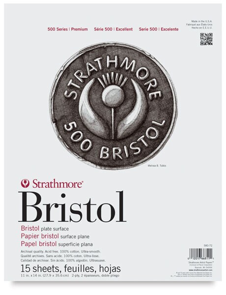 Strathmore Bristol Pad - 11&#x22; x 14&#x22;, 2-ply, Plate, 15 Sheets