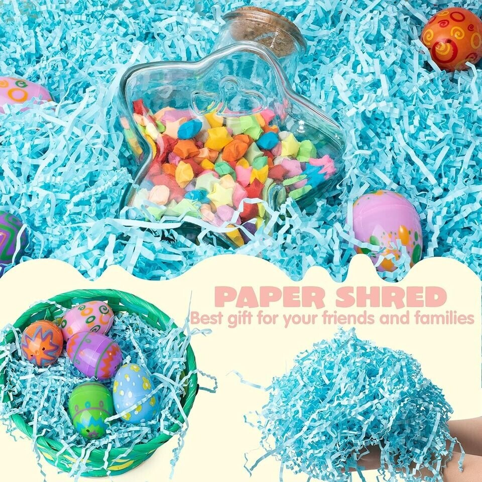 12oz Easter Grass in Lake Blue Paper Shred for Easter Basket Filling Easter Gift