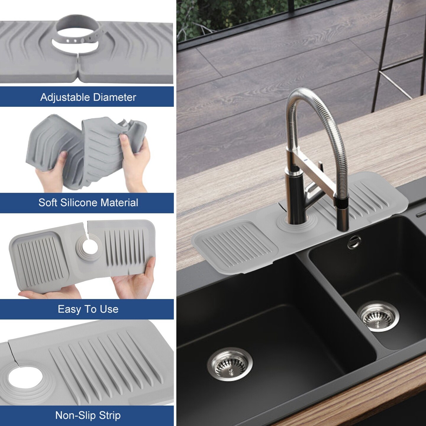 Flexible Silicone Sink Drying Mat | Organize Kitchen with Style