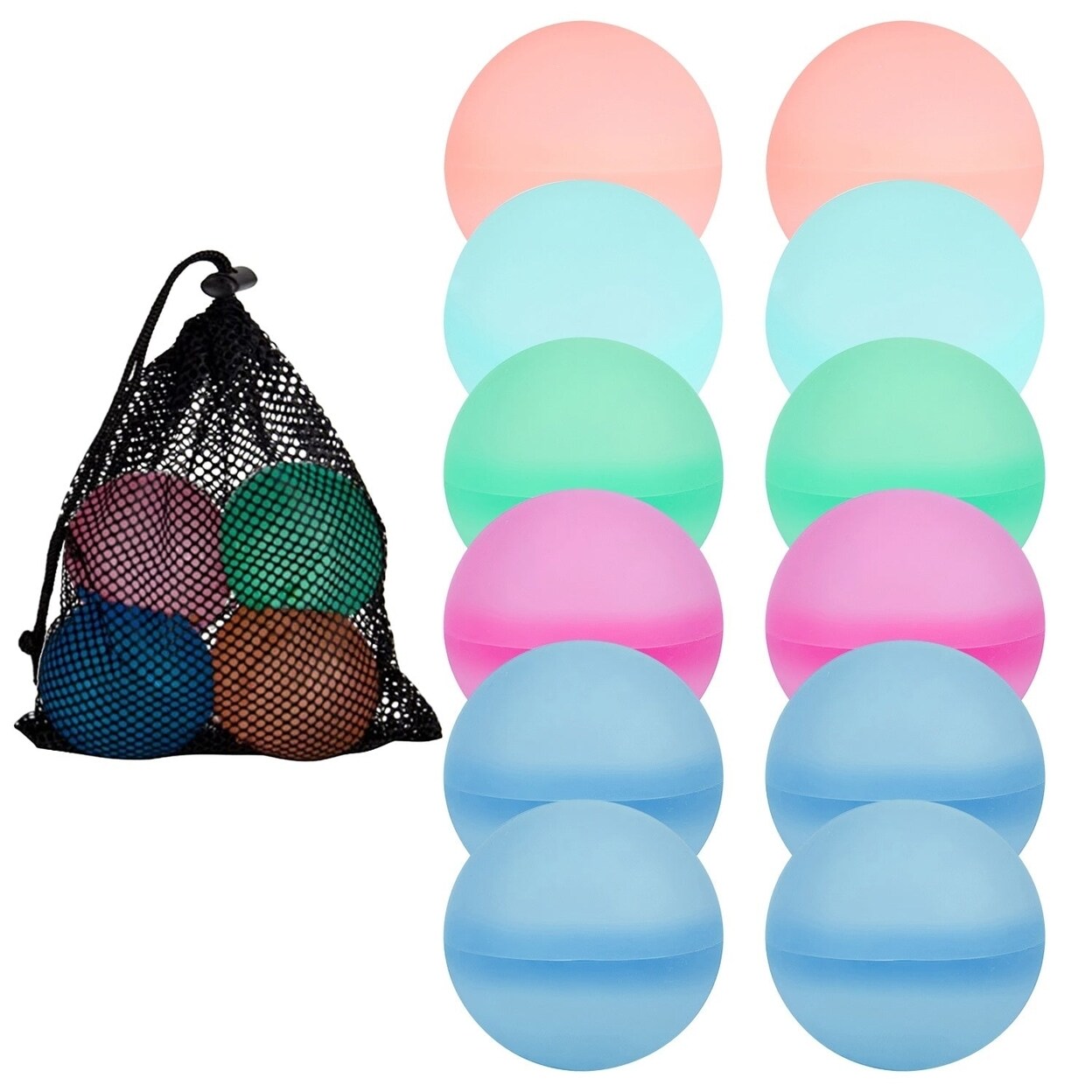 SKUSHOPS 12Pcs Reusable Water Balloons Refillable Silicond Water Bombs for Water Games Water Balls for Summer Fun