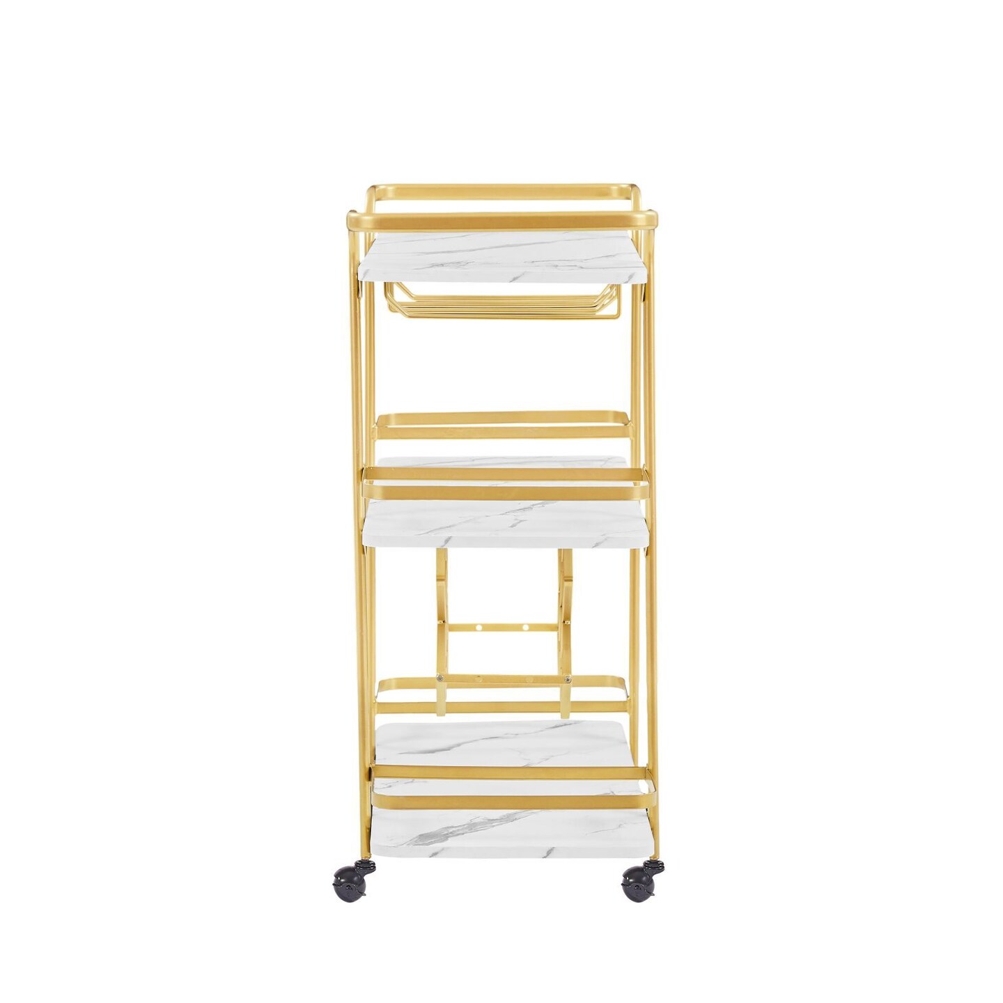 Drinks Trolley Cart with Rolling Wheels Hotel Serving Cart with Wine and Glass Holders Bar Carts