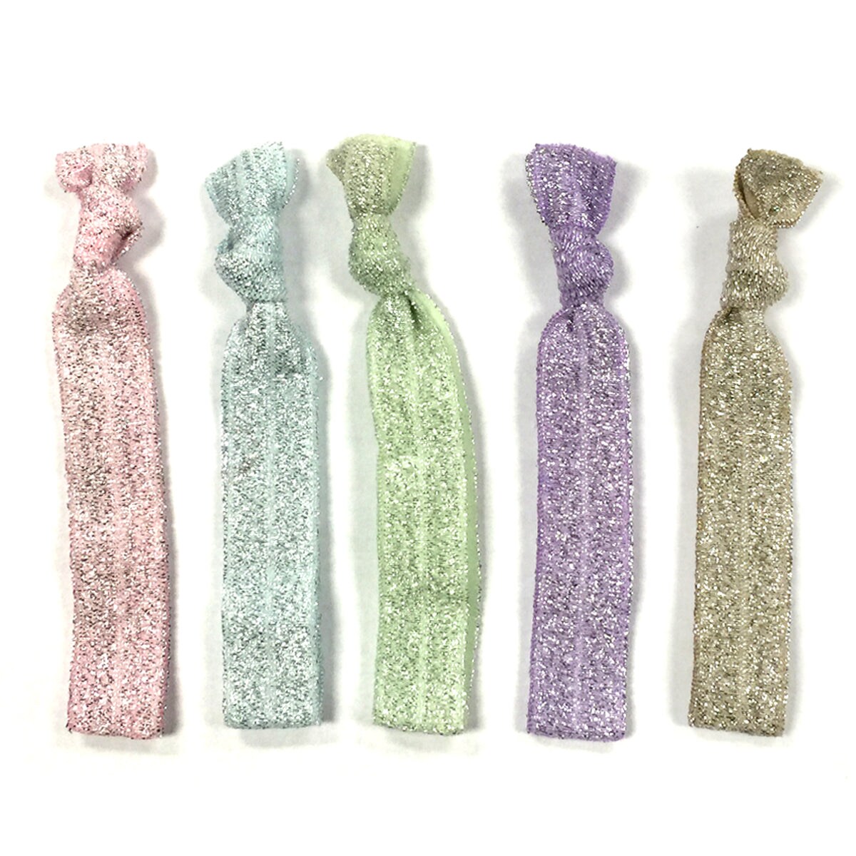 Wrapables Colorful Hair Ties Ponytail Holders (Set of 5), Pastel Glitter