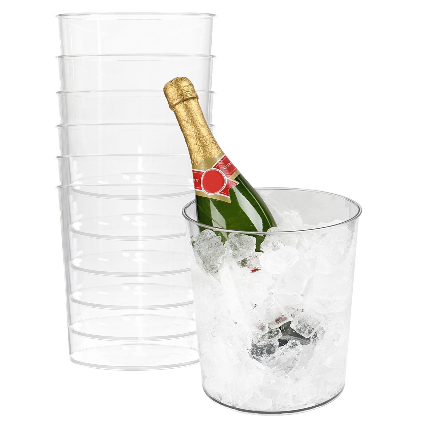 Spec101 Champagne Ice Bucket for Wine 6pk - 2.83L Clear Plastic Beverage Tub