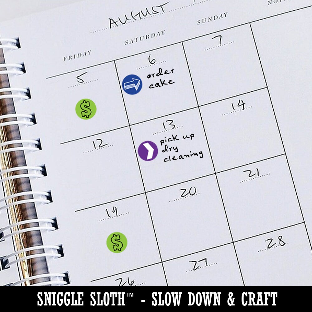 Book Journal Planner Study School Symbol 200+ 0.50&#x22; Round Stickers