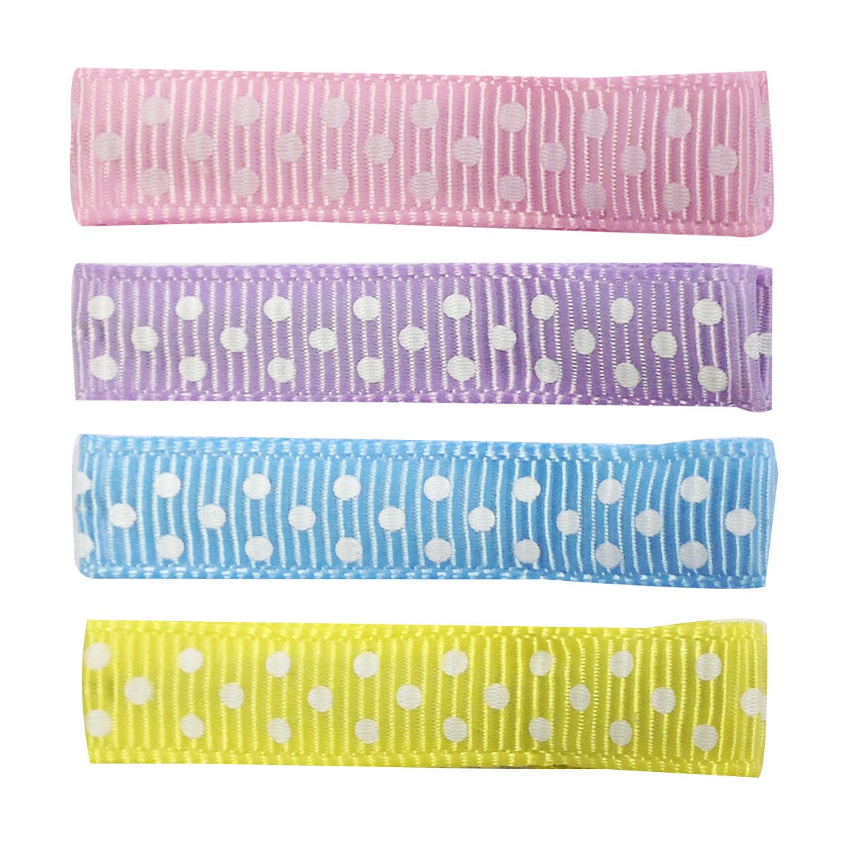 Wrapables Girls Ribbon Lined Alligator Clips (Set of 8), Polka Dots