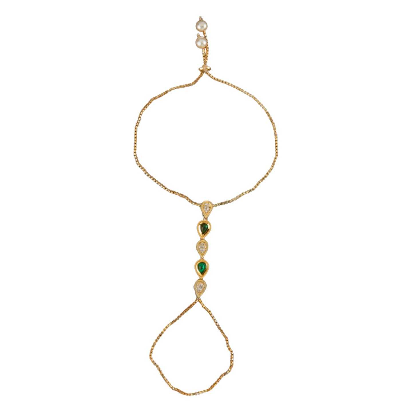 Palm Chain Bracelet for Women Kundan Indian Bridal Gold Plated Haath Panja Bracelets Finger Ring Bracelets Adjustable Luxury Classic Trendy Jewelry Bridesmaid Gift