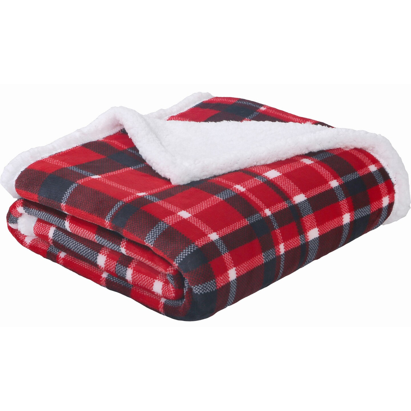 Plaid Flannel Sherpa Throw Blanket - Set of 2