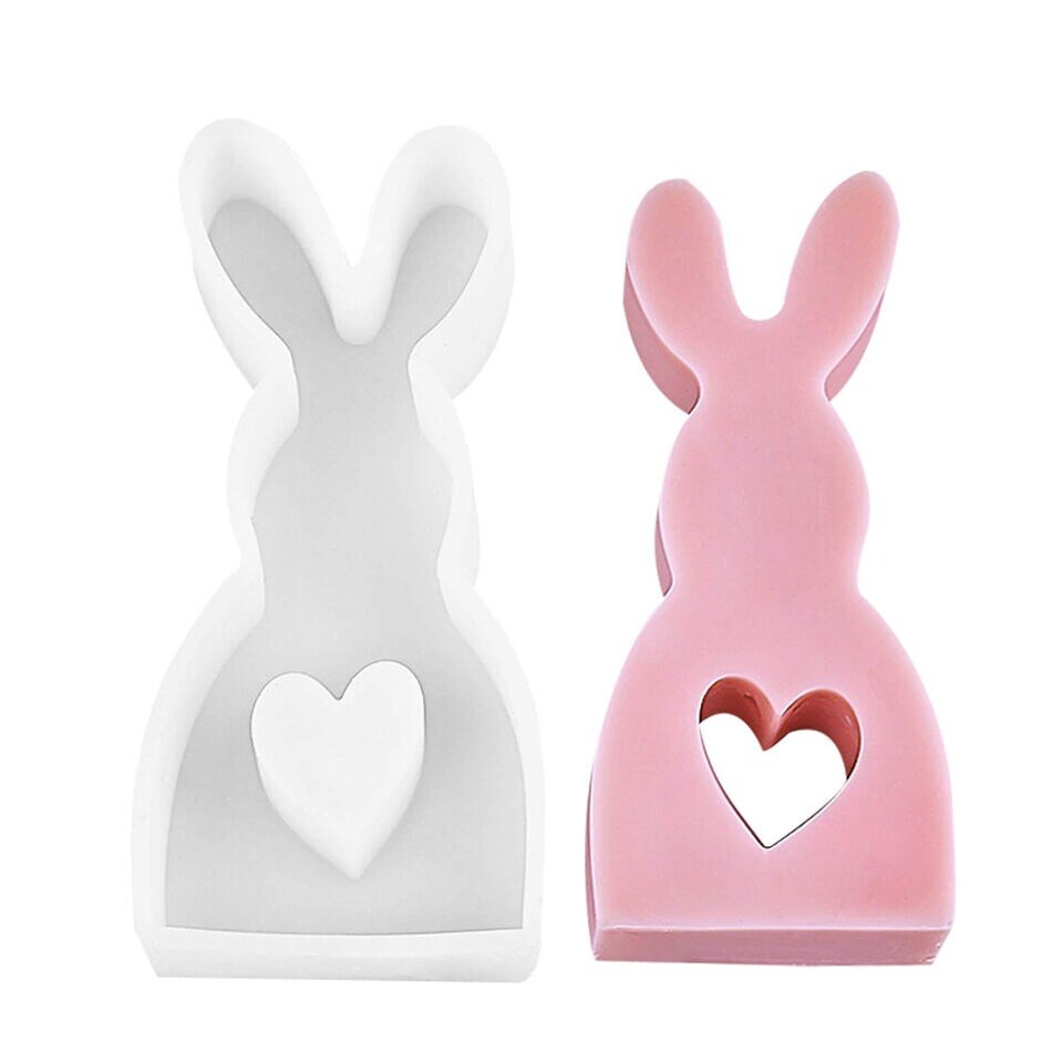 Easter Rabbit Candle Molds Hollow Love Bunny DIY Cake Mold Baking Tool