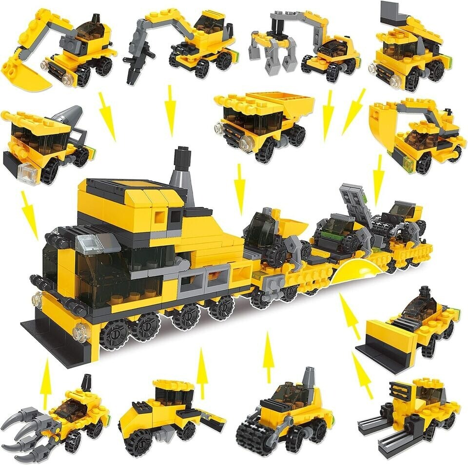 12 Pcs Prefilled Easter Eggs with Construction Vehicles Building Blocks Egg Hunt