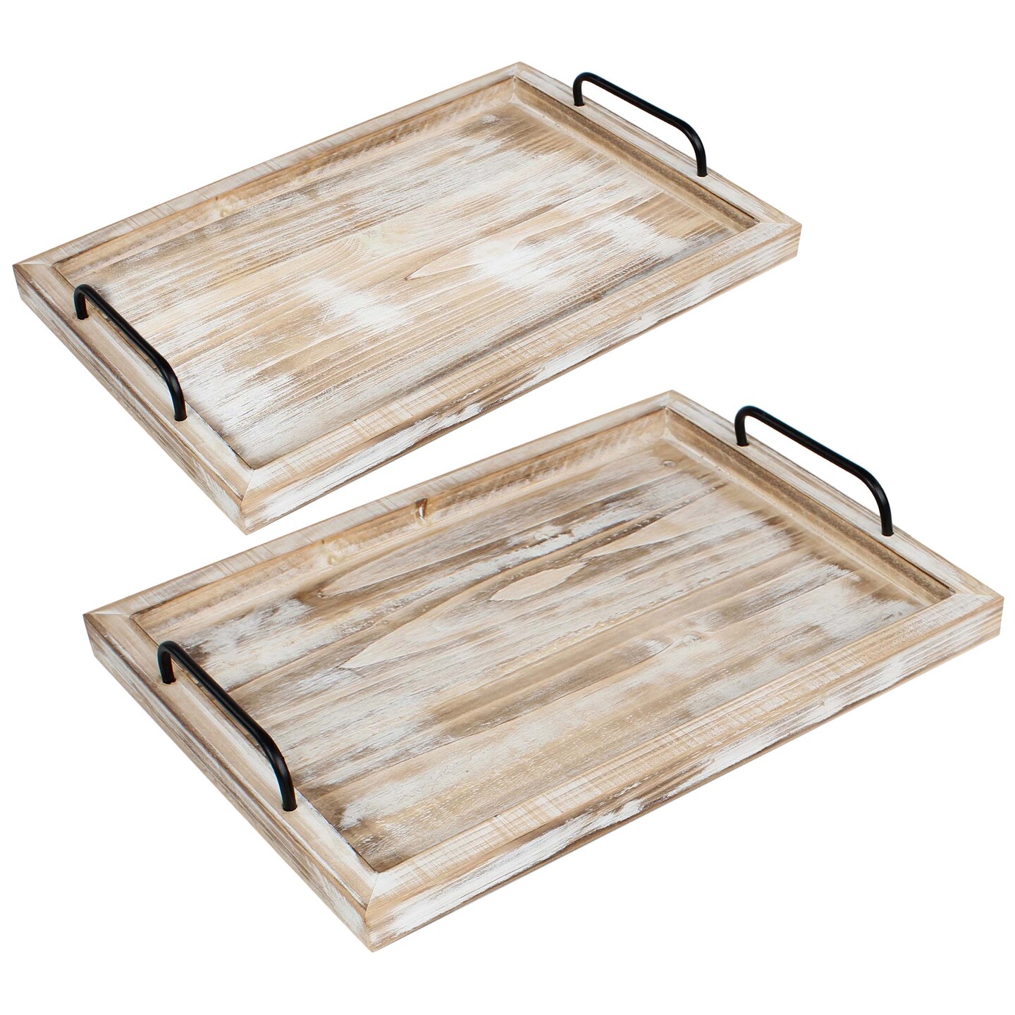 Creekview Home Emporium Wood Serving Tray 2pk Nesting Serving Trays with Handles