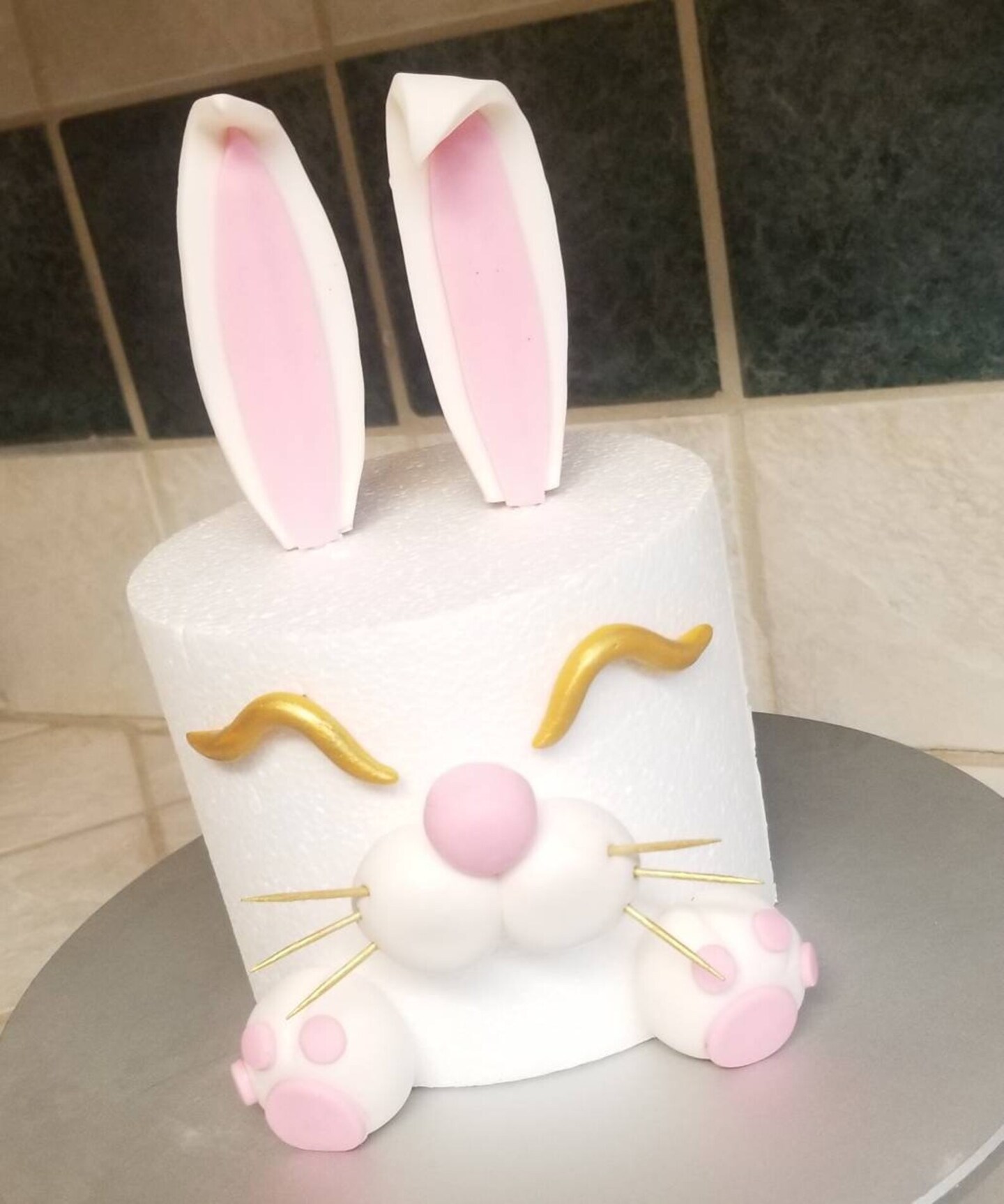 Fondant Bunny Rabbit Cake Topper Set