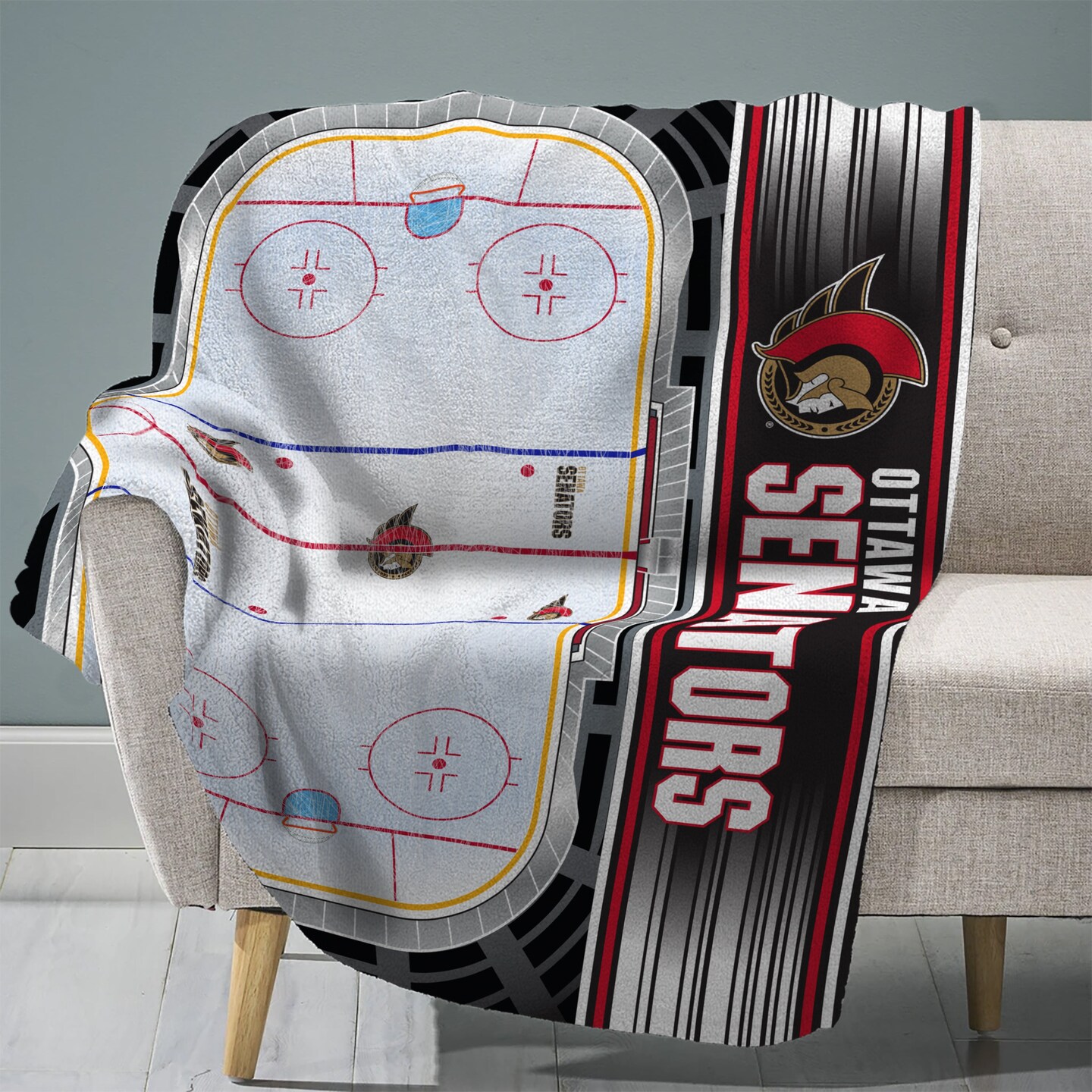 Sleep Squad Ottawa Senators Home Ice 60&#x201D; x 80&#x201D; Raschel Plush Blanket