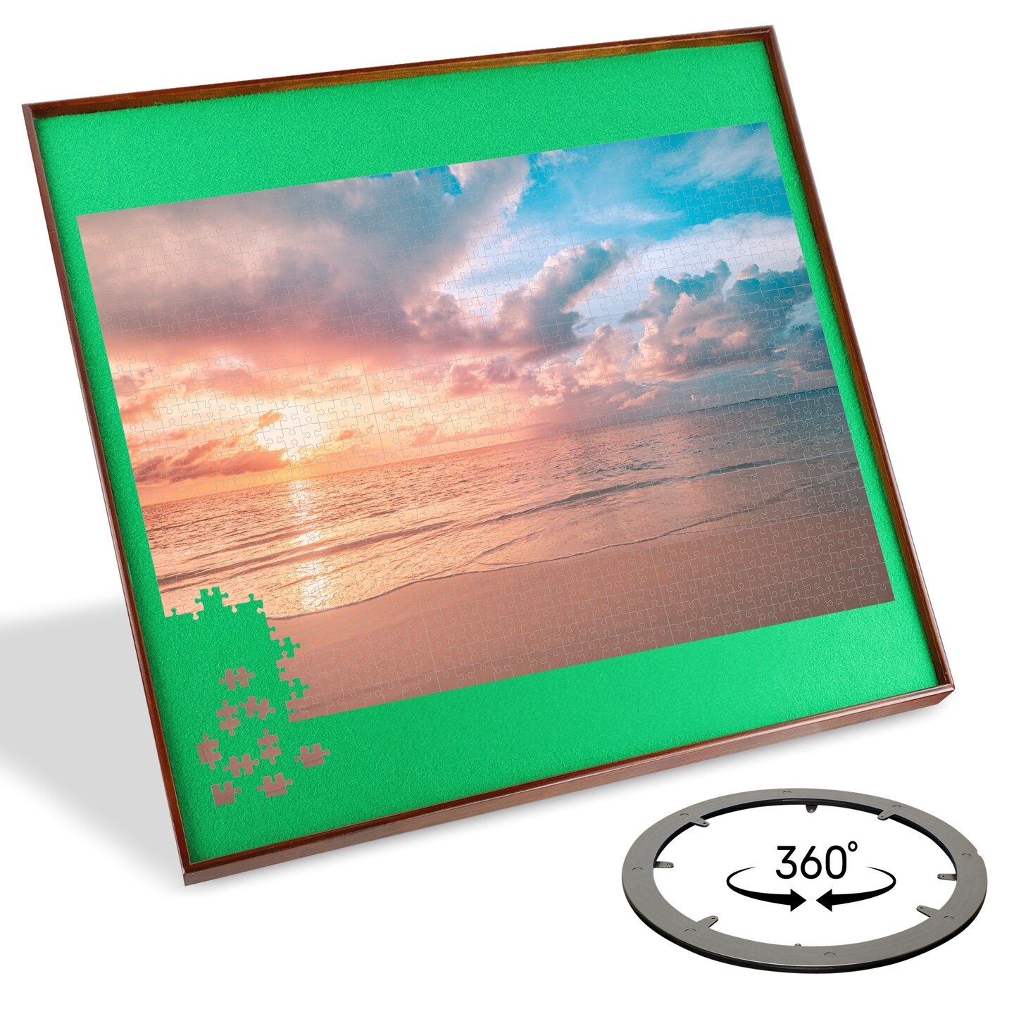 Jigitz Jigsaw Puzzle Spinner – 34” Square Puzzle Holder Rotating Game Table