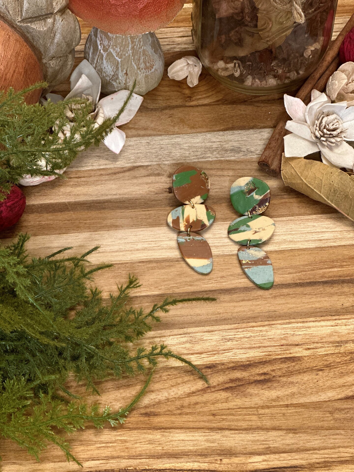 Camo clay earrings sales