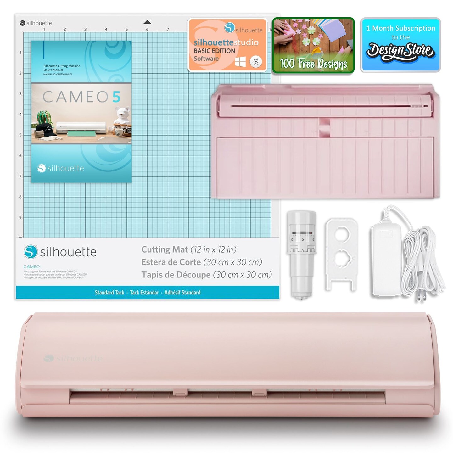 Silhouette Pink Cameo 5 - 12&#x22; Vinyl Cutter with Roll Feeder