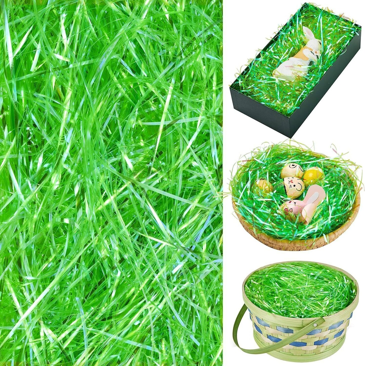 12 oz Easter Grass Green Plastic Craft Shred for Easter Basket Filling DIY Gift