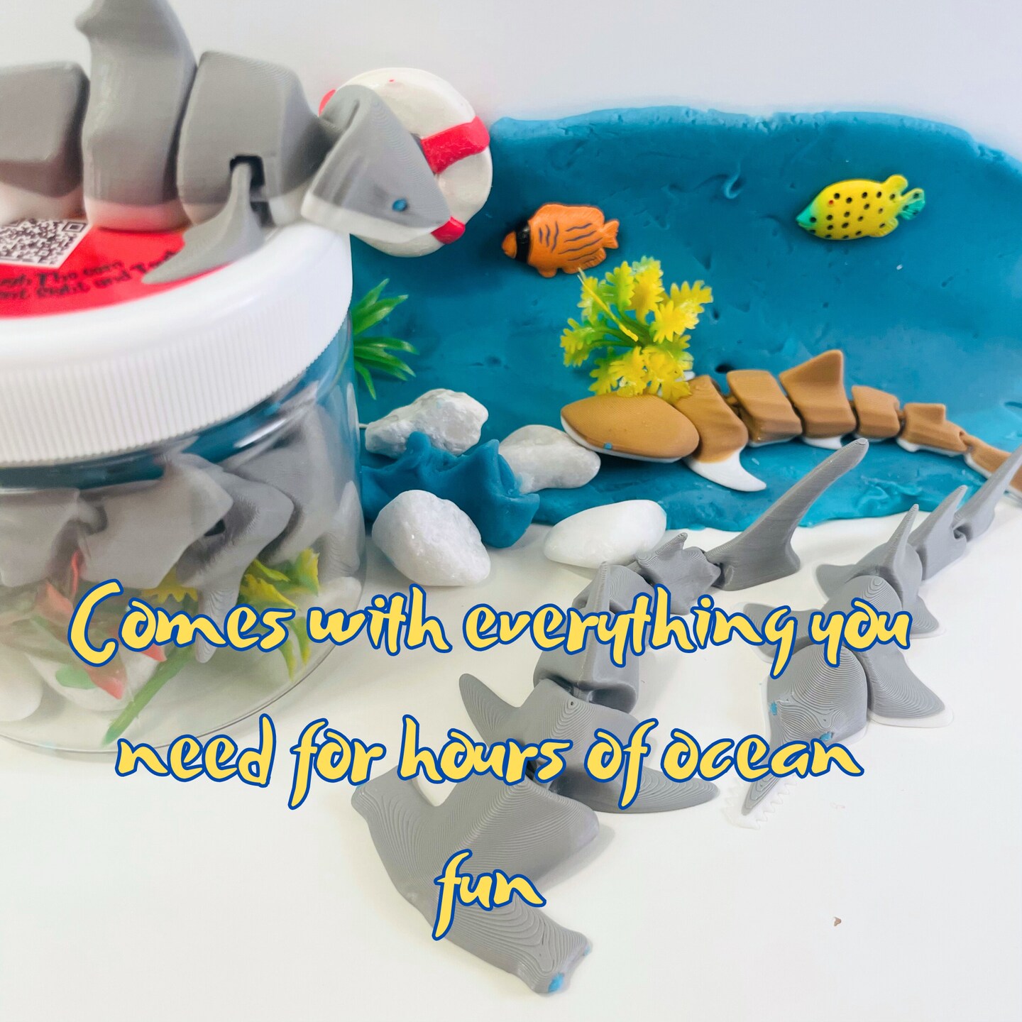 Shark Sensory Toy| Gift for Preschooler and Shark fans| Ocean Play Dough Jar| Shark Fidget product 5
