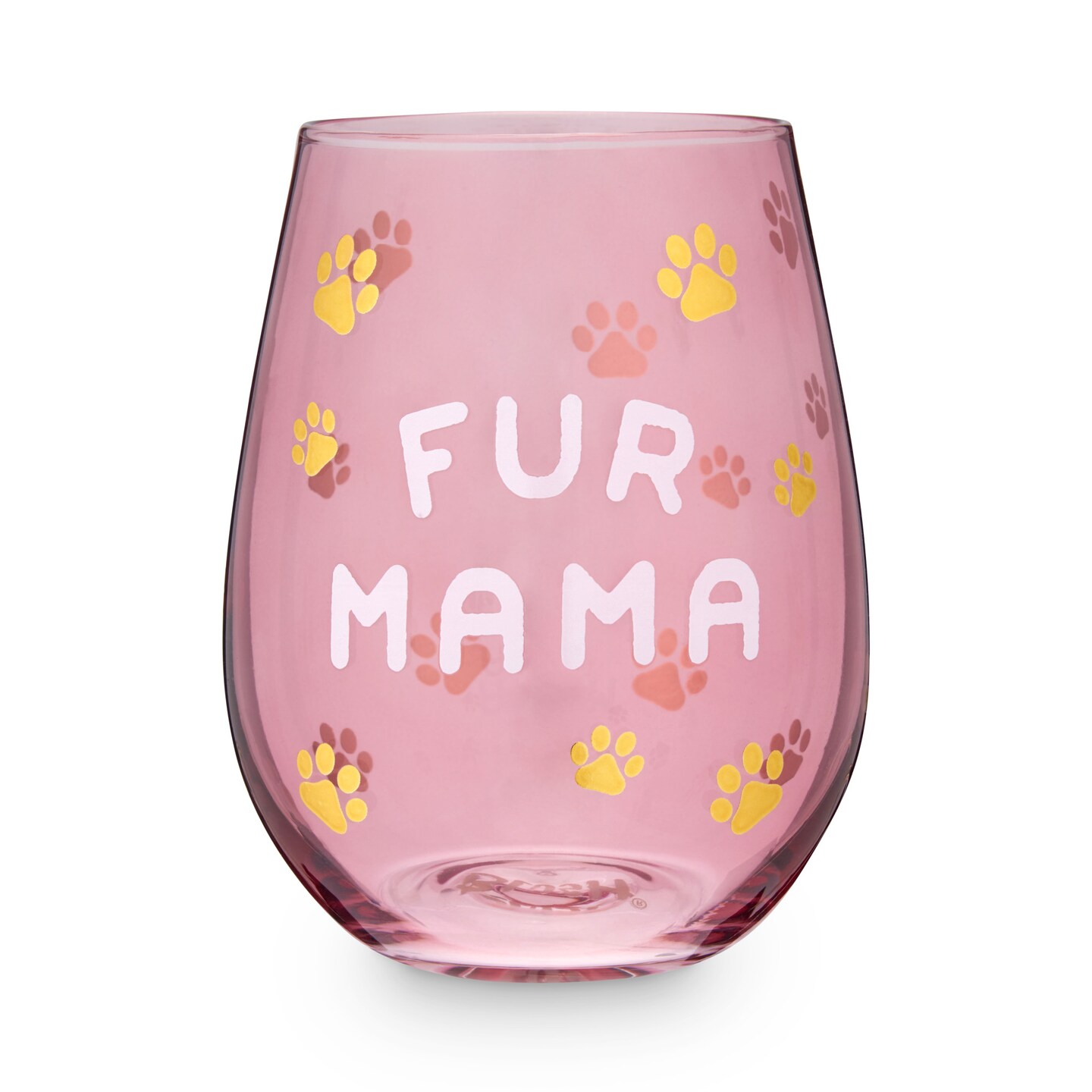 Fur Mama 20 oz Stemless Wine Glass Blush