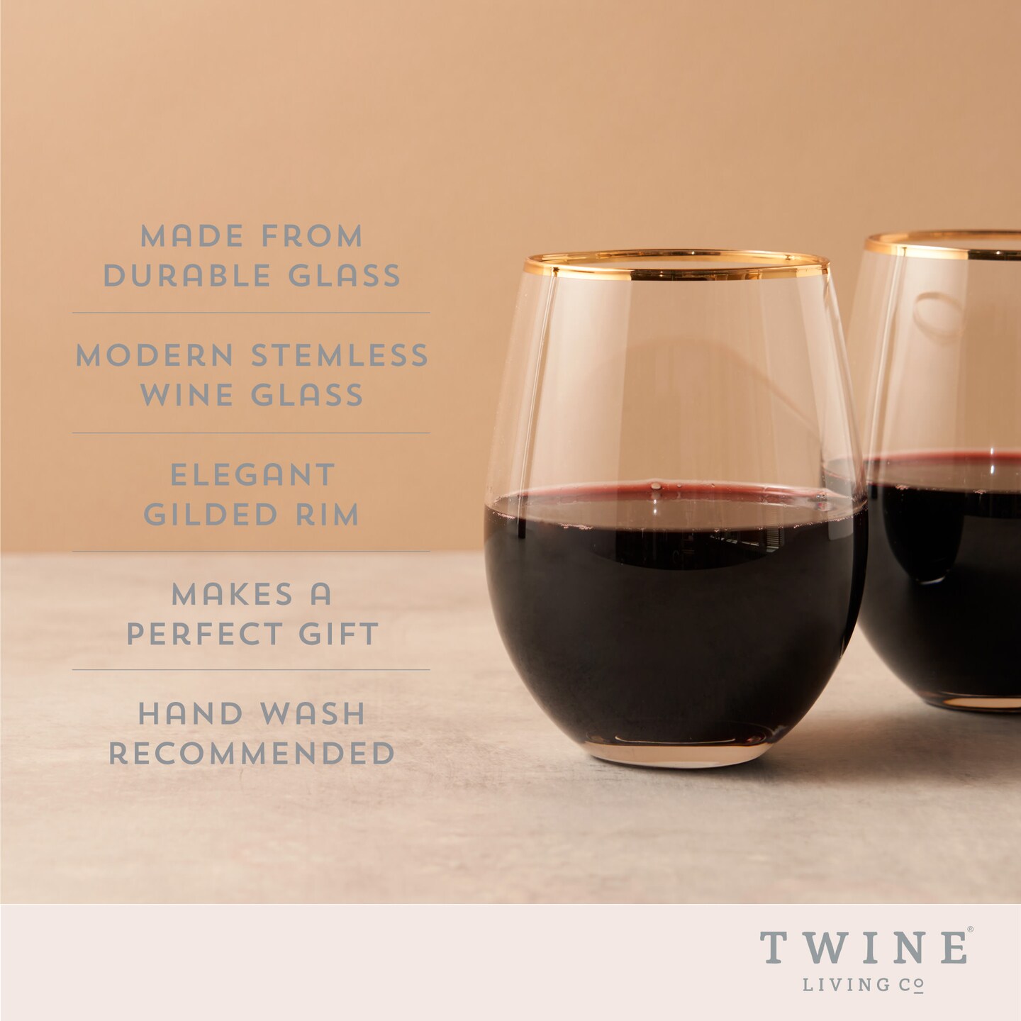 Gilded Stemless Wine Glass Set 