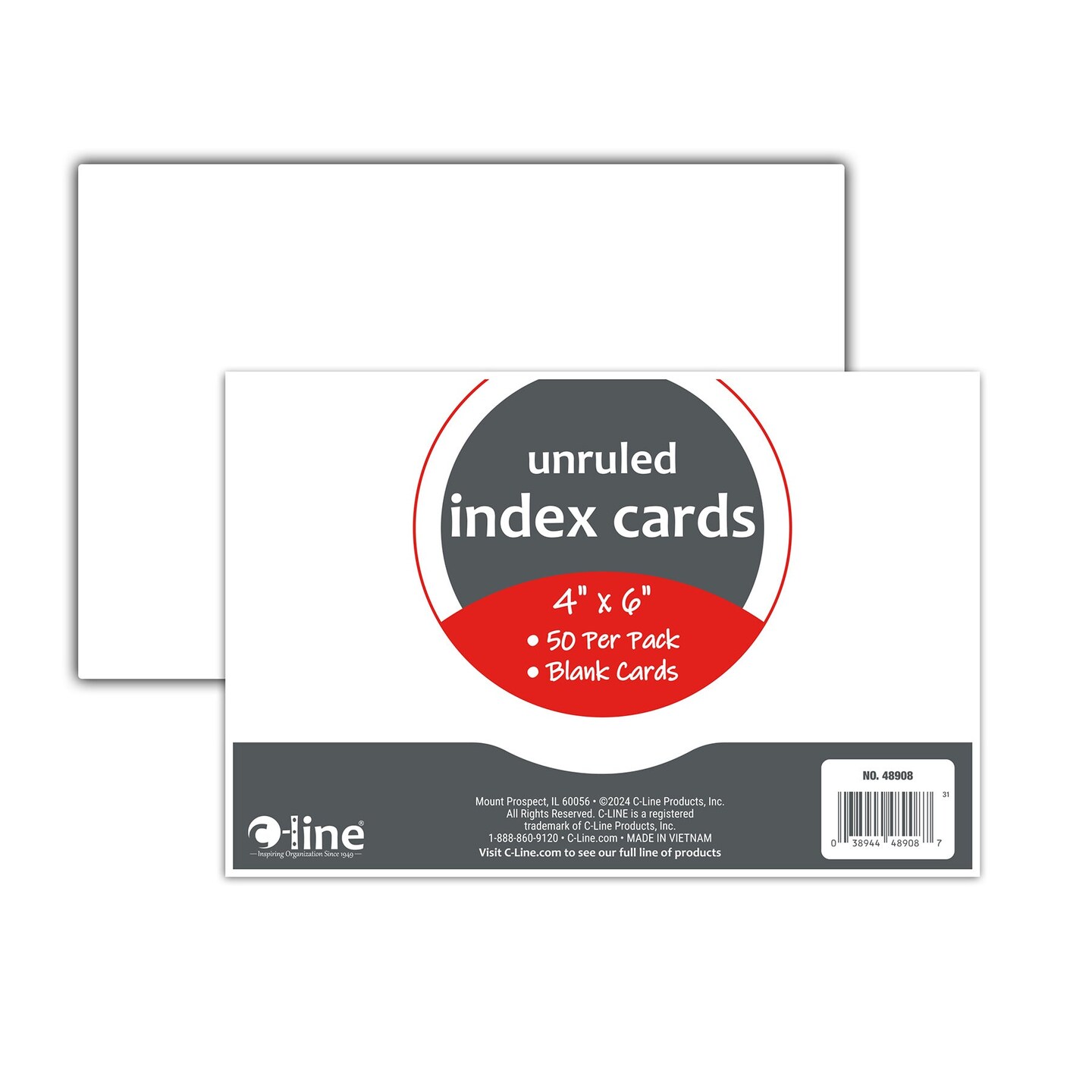 Index Cards, 4&#x22; x 6&#x22;, White, Unruled, 50 Per Pack, 10 Packs