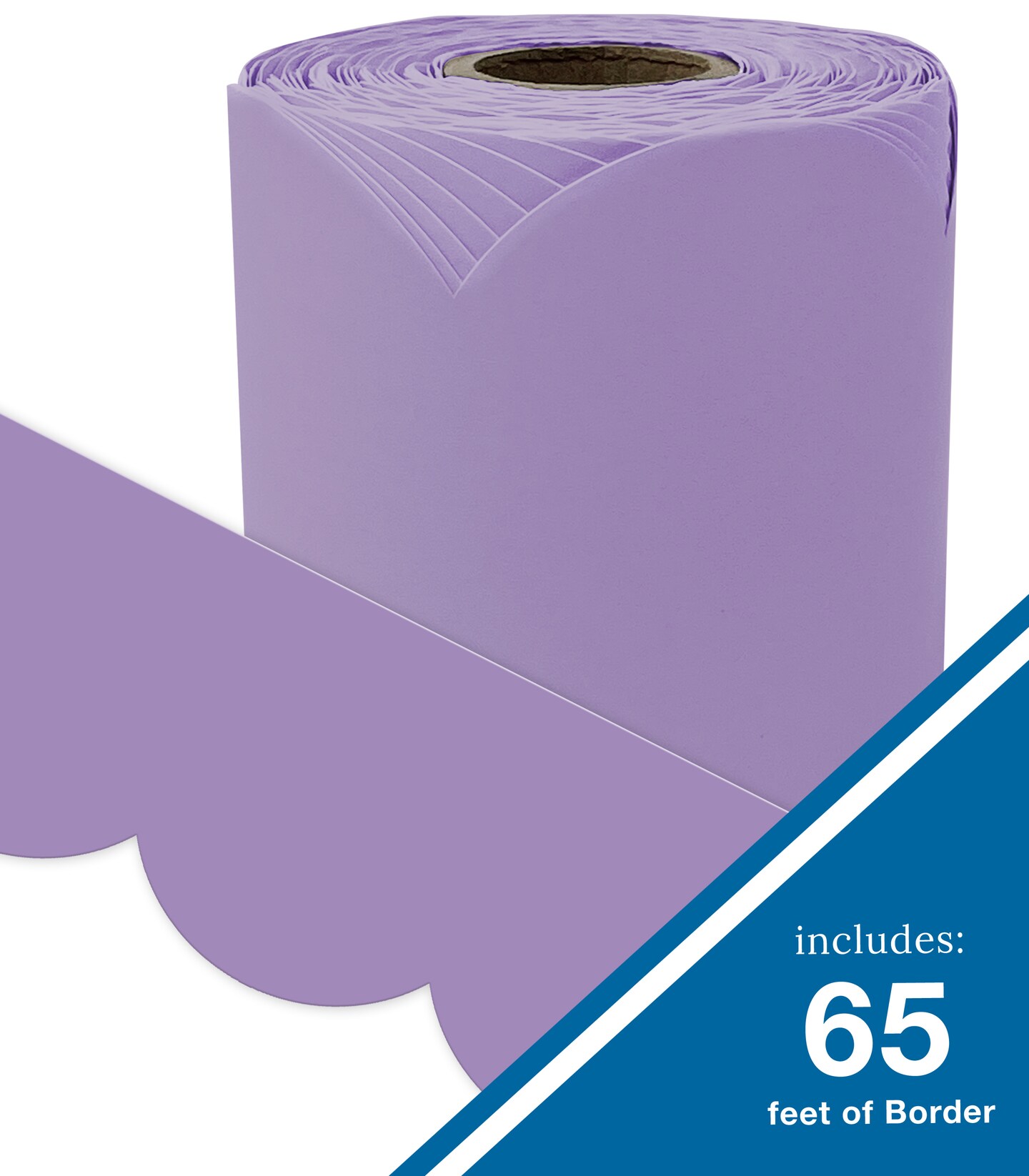 Carson Dellosa 65Ft of Lavender Bulletin Board Borders, 1 Roll of Lilac Scalloped Trim for Rolling Whiteboard, Cork and Posterboard, Pastel Purple Party, Easter, Spring Decorations and Classroom Decor