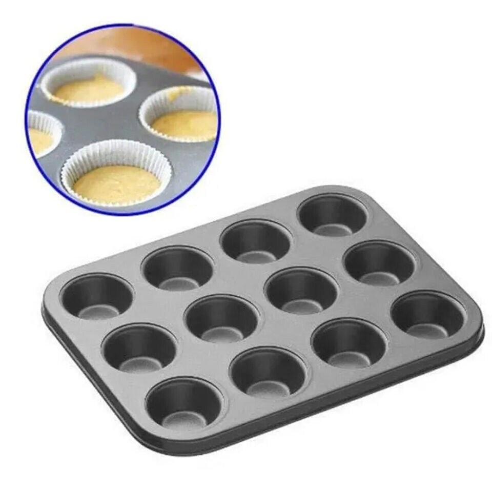 12 Cup Nonstick Steel Mini Muffin Tin Cake Pan Baking Mold for Muffins Cupcakes