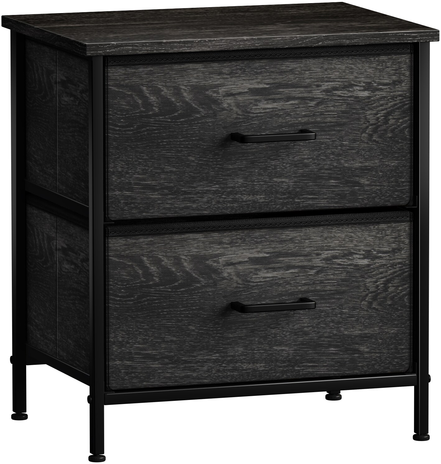 Sorbus Nightstand with 2 Drawers - Steel Frame, Wood Top & Easy Pull Fabric Bins - Great for Home, Bedroom, Office & College Dorm
